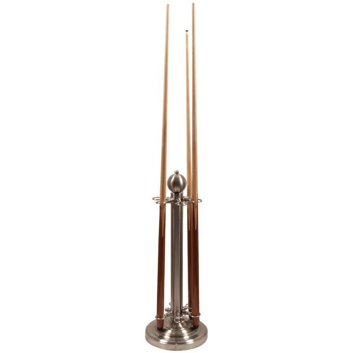 billiard cue rack in silver finish