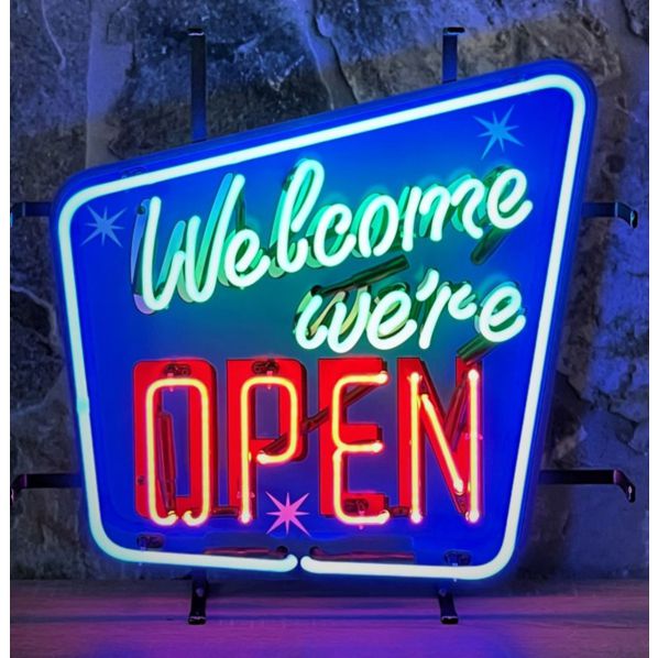 We are open sign in neon.