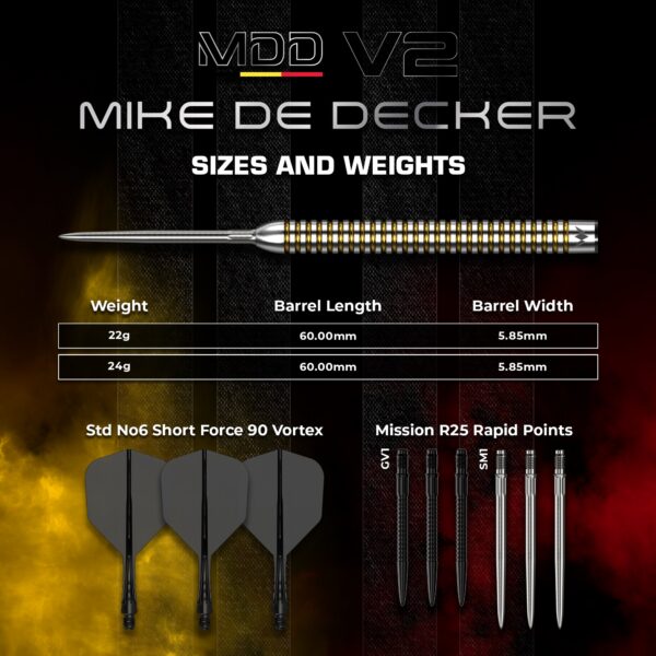 Mission Mike De Decker R2.5 V2 dartpijlen met flights