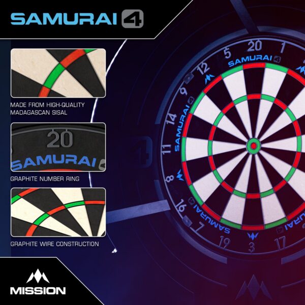 Mission Samurai 4 Graphite Grey Spider Professional Dartboard