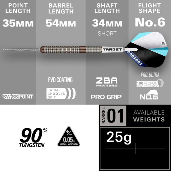 Target Adam Lipscombe G1 90% Tungsten Darts – Image 3