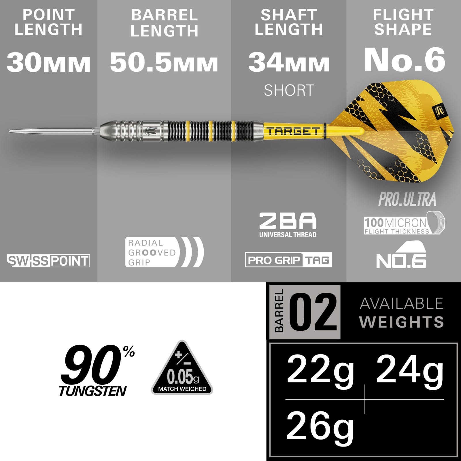 Target Buzz 02 90% tungsten dartpijlen – afbeelding 2