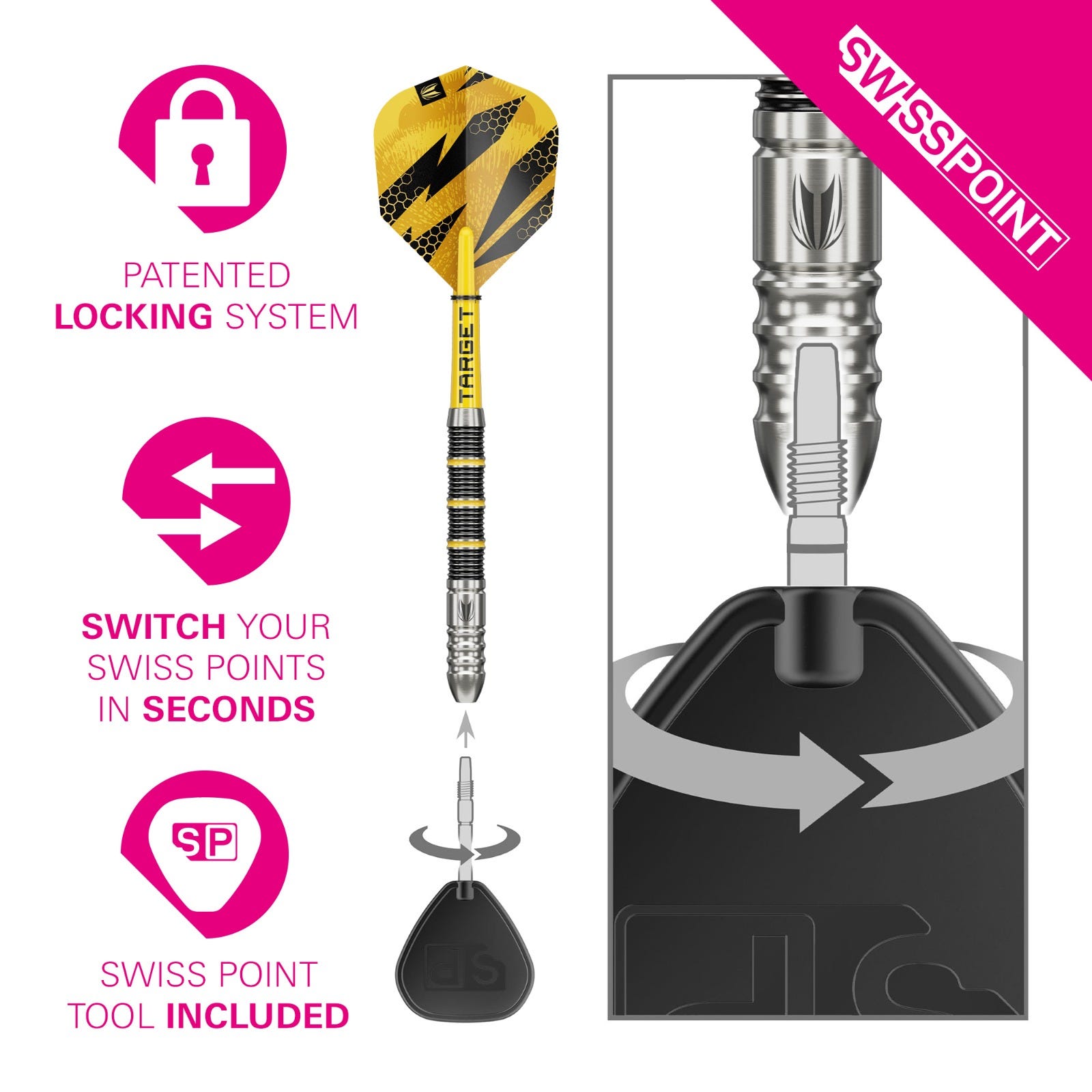 Target Buzz 02 90% tungsten dartpijlen – afbeelding 3
