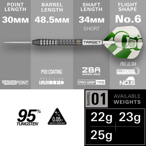 Target Charlie Manby G1 95% Tungsten Darts – Image 3