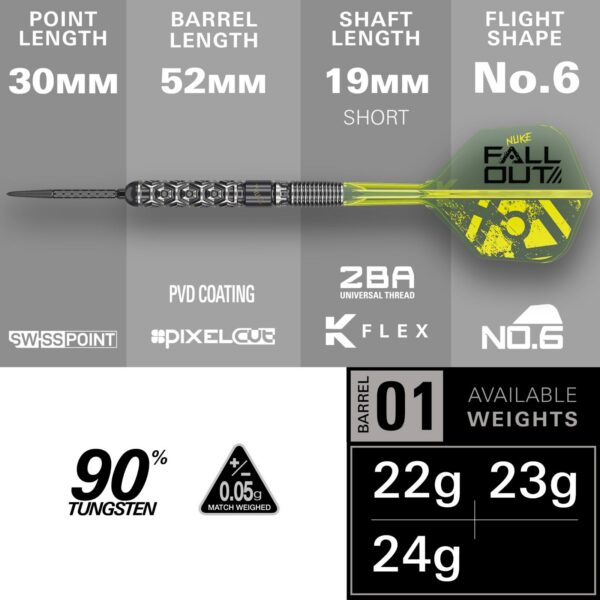 Target Luke Littler Nuke Fallout 90% Tungsten Darts – Image 3