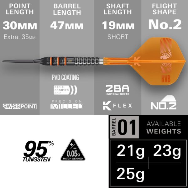 Target Raymond van Barneveld 95K 95% tungsten darts – image 3