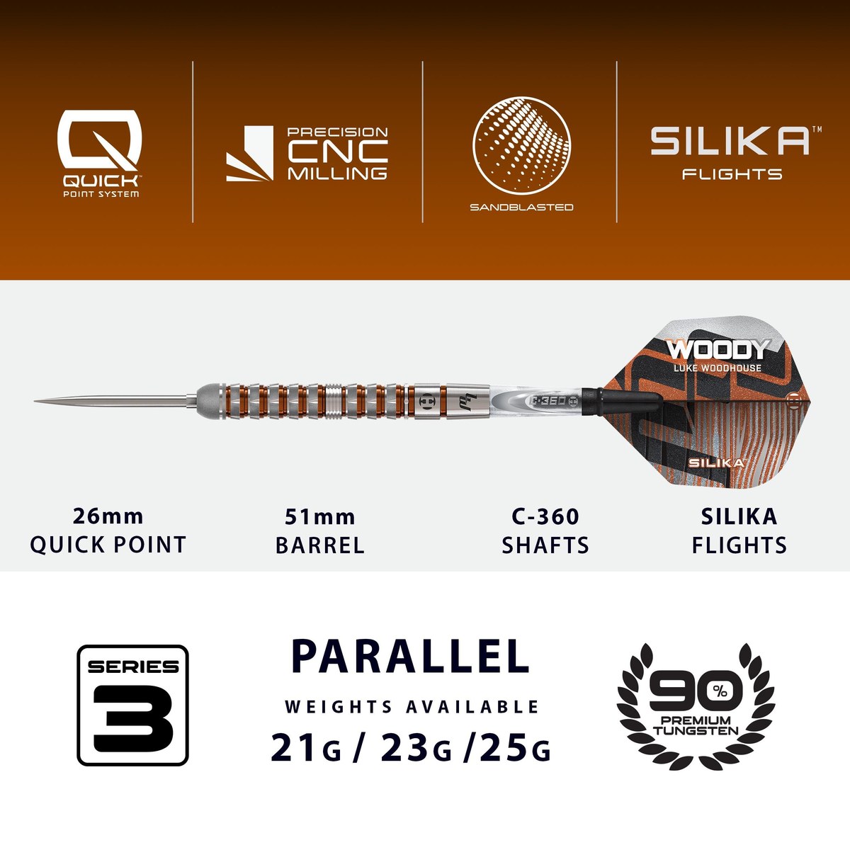 Harrows Dartpfeile Luke Woodhouse Series 3 Quick Point 90%