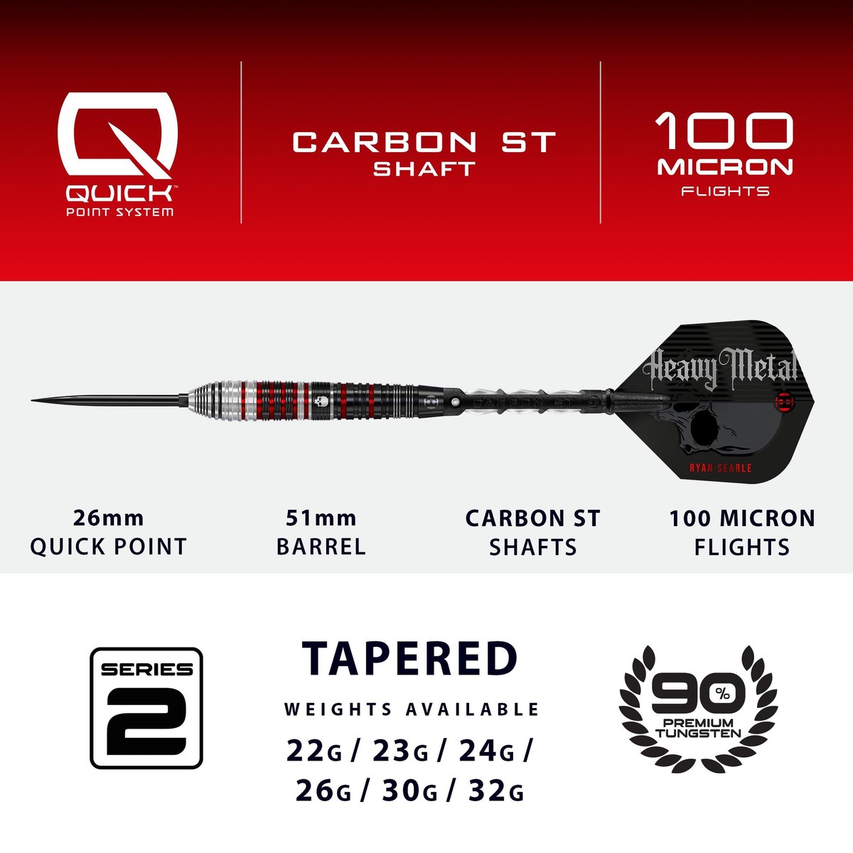 Harrows Dartpfeile Ryan Searle Series 2 Quick Point 90%