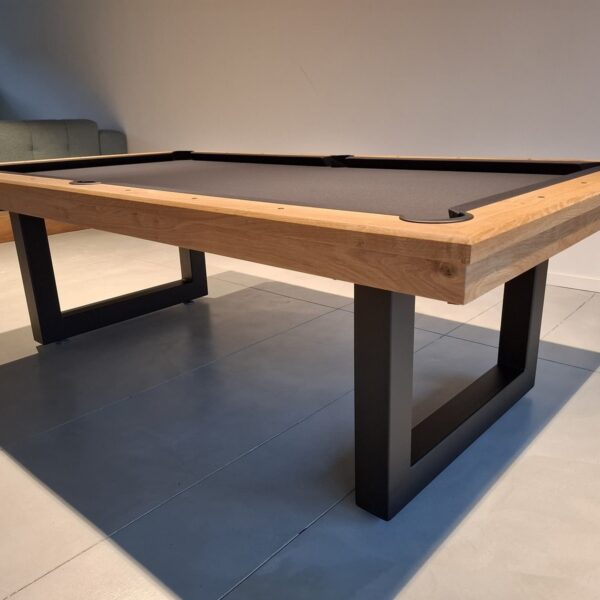 Blade-U Pool Table, Solid Oak with Steel U-Shaped Legs