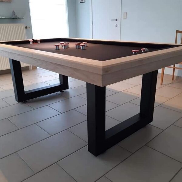 Blade-U Pool Table, Solid Oak with Steel U-Shaped Legs