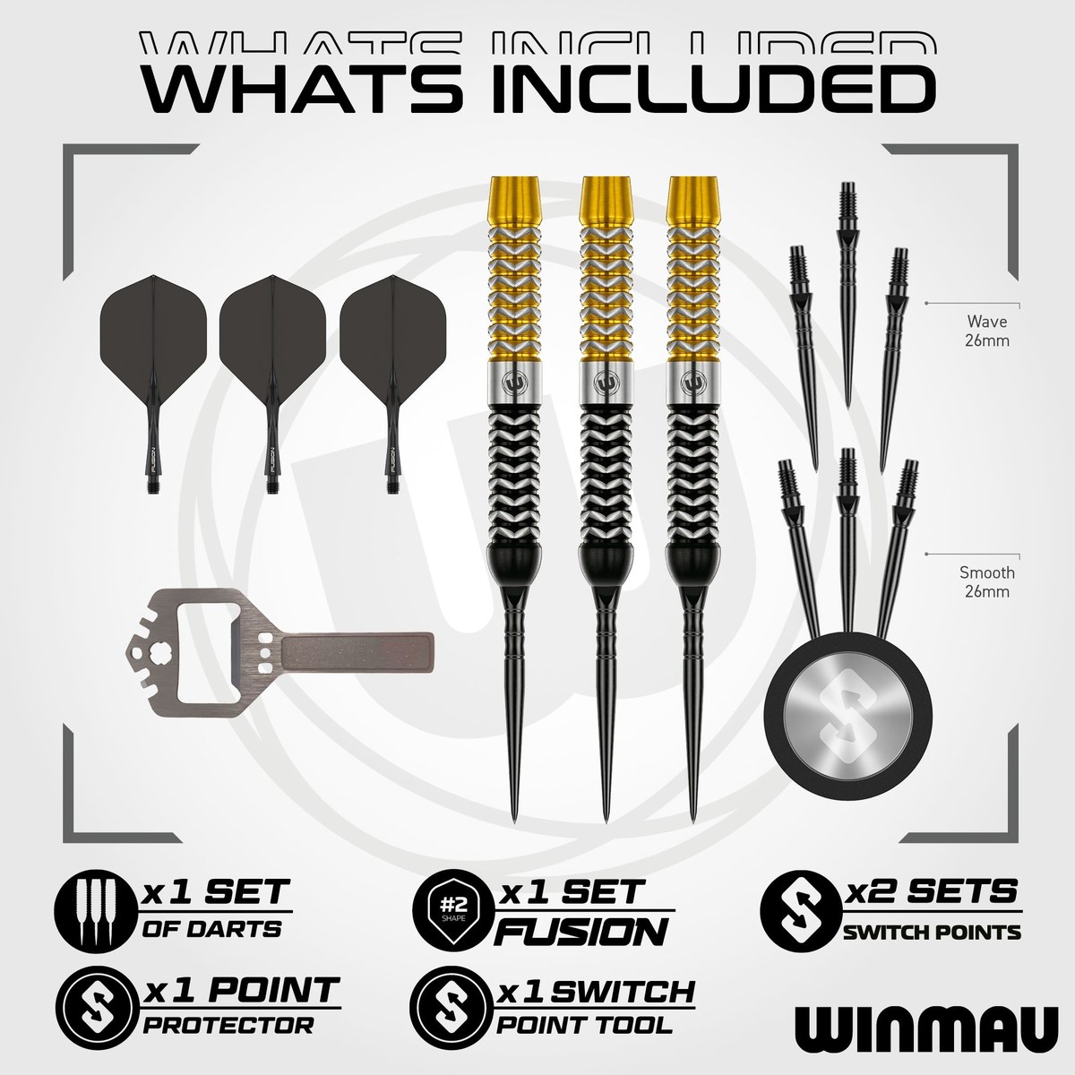 Fléchettes Winmau Exion Parallel Switch Point 90% - Contenu