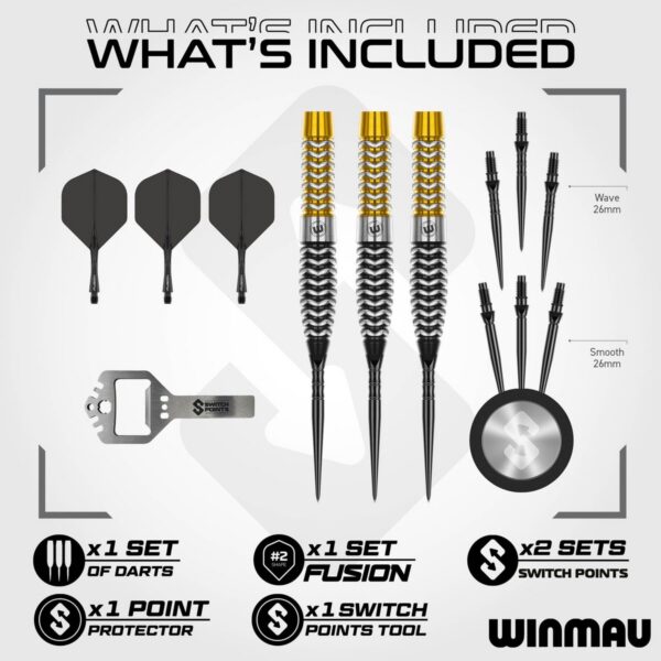 Winmau-Dartpfeile Exion Torpedo Switch Point 90% – Inhalt