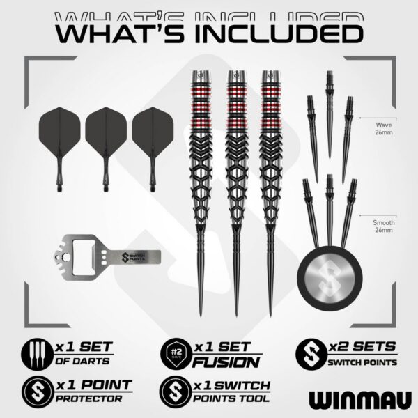 Winmau-Dartpfeile Fornax Torpedo Switch Point 90% – Inhalt