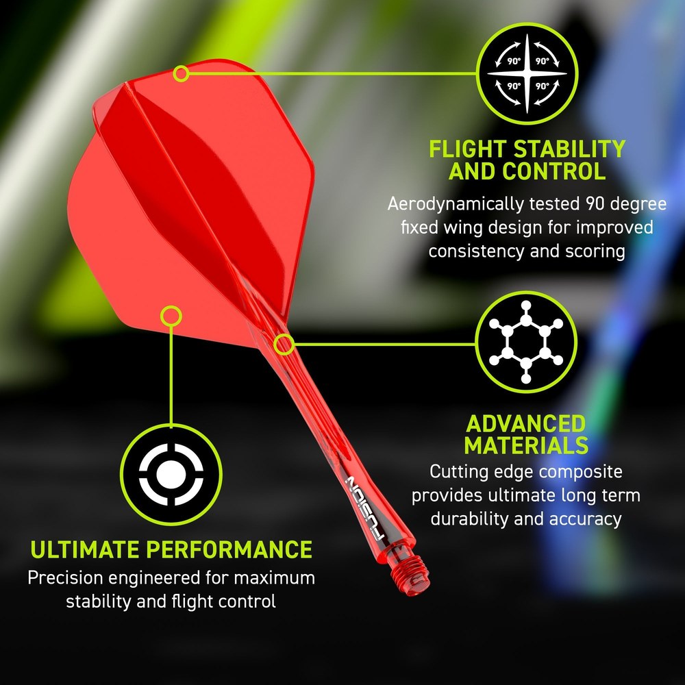 Winmau Fusion 2 Integrated Flight & Shaft, Red – Features