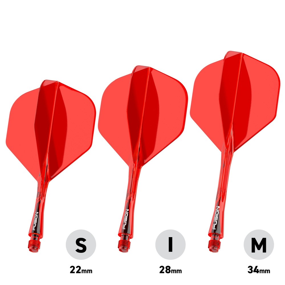 Winmau Fusion 2 Integrated Flight & Shaft, Red – Short, Intermediate, and Medium