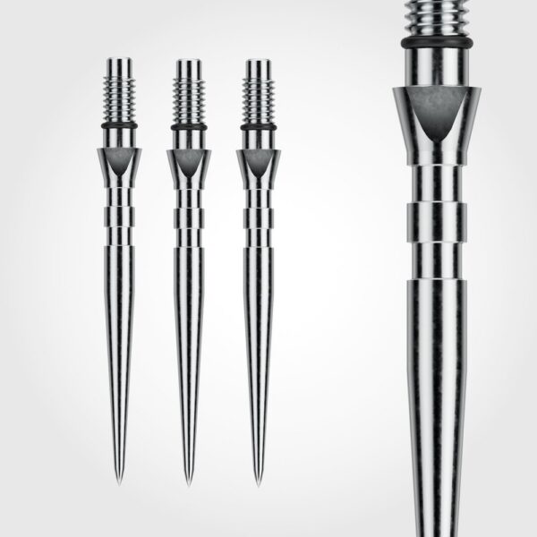 Winmau Switch Points Grooved zilver close-up
