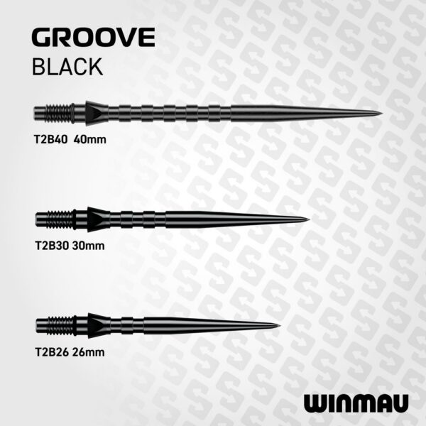Winmau Switch Points Grooved zwart lengtes